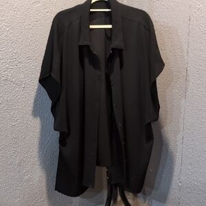 Black Button-Up Kimono Bathing Suit Cover